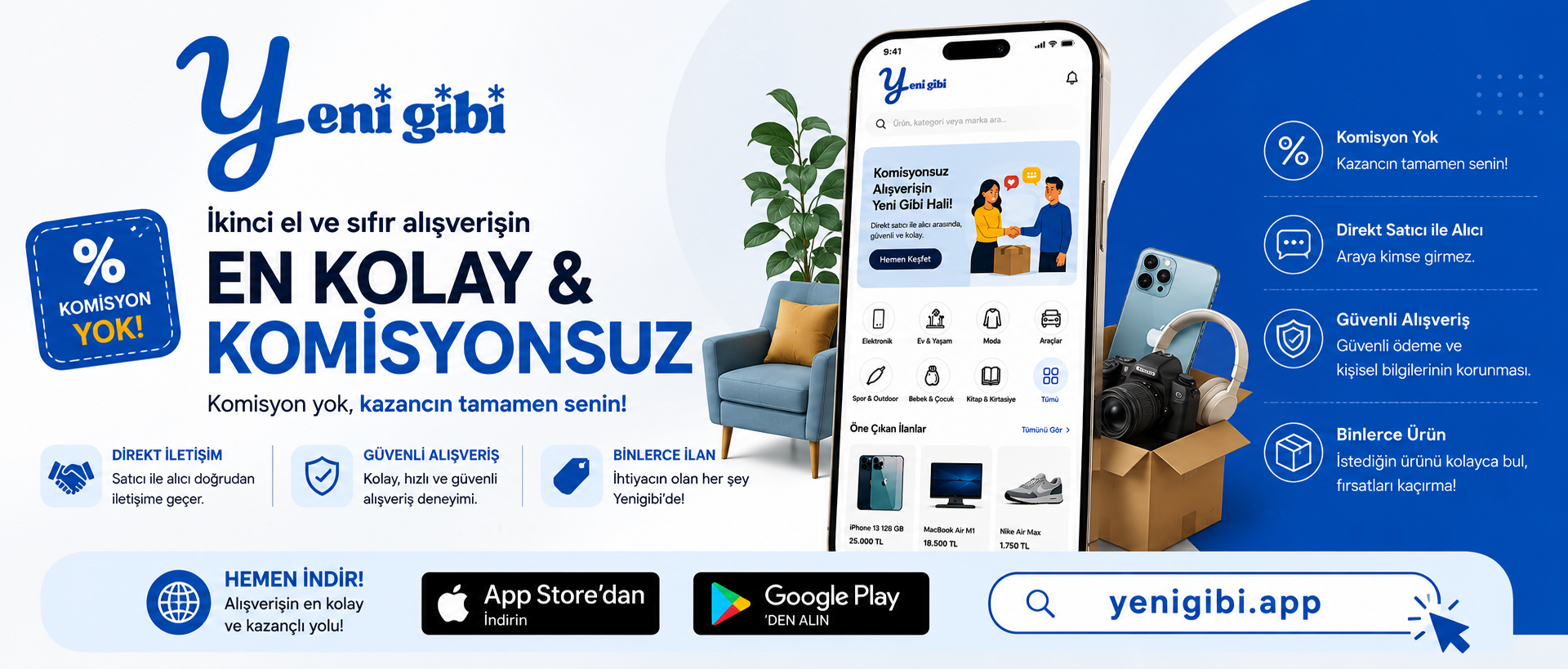 yenigibi ile ikinci el ve sıfır alışverişin en kolay ve komisyonsuz hali